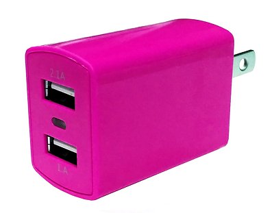 Dual USB Travel Wall Charger Adapter Hot Pink China