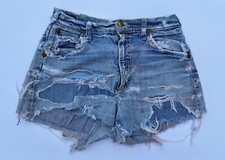 Vintage Lee Riders Distressed Jean Denim Shorts - Union Made - SANFORIZED - USA