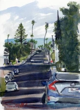 Kalorama Street : Sandra Watercolors™ California : ORIGINAL PAINTING Ventura