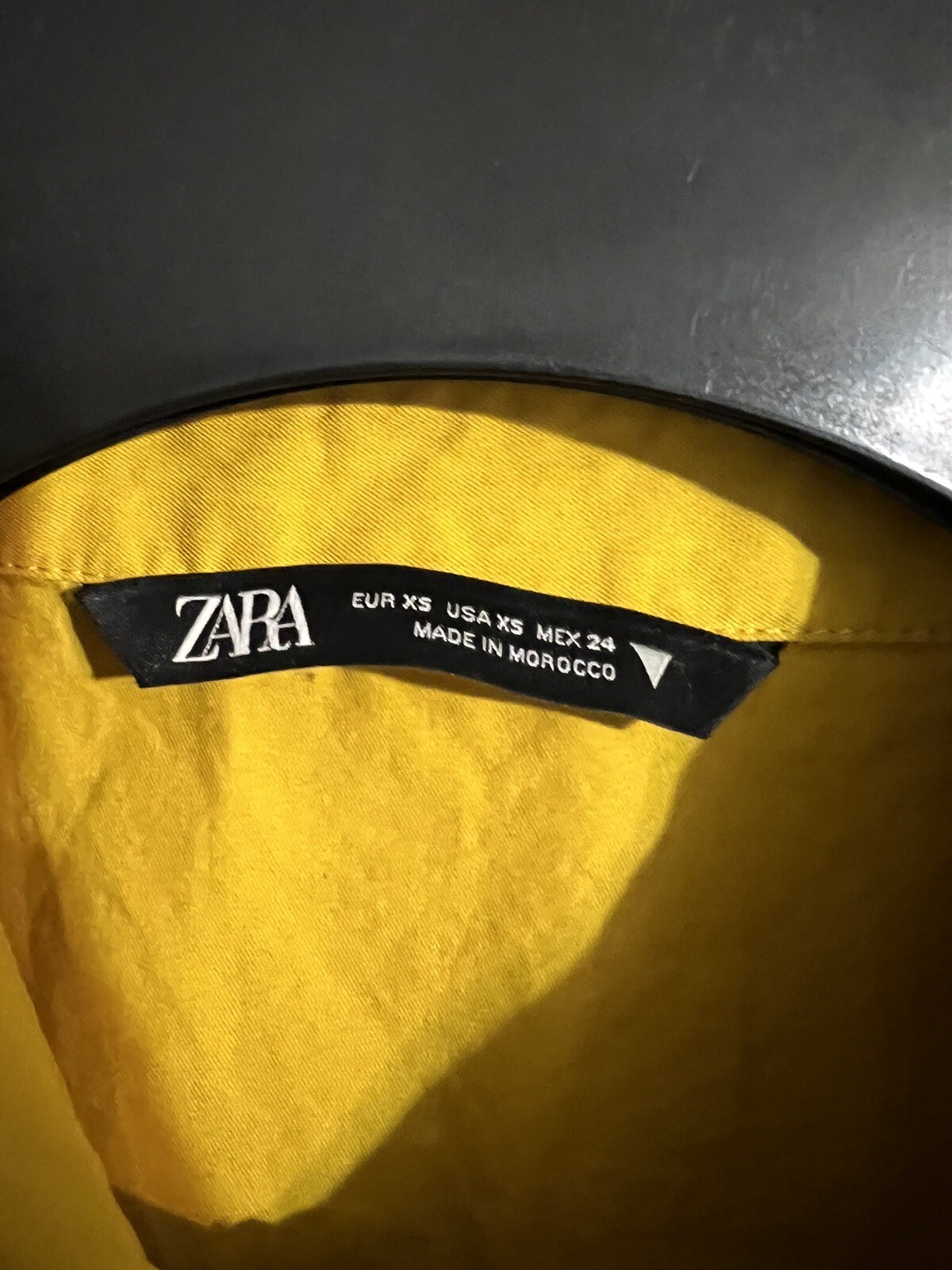 ZARA COTTON RUFFLED VOLUMINOUS DRESS MUSTARD Sz XS EUC!! thumbnail 4