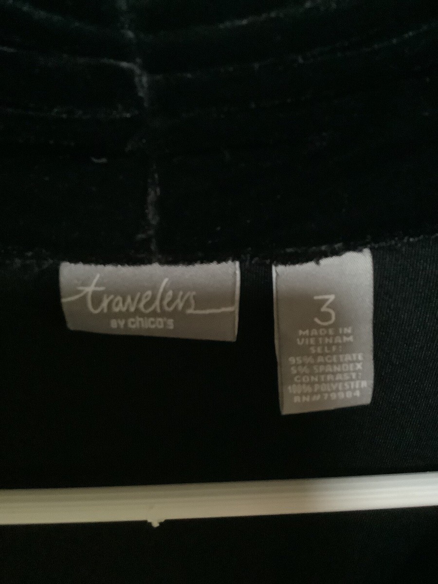 Chicos Size 3 (large 14/16) “Travelers Tuxedo Jacket” Black