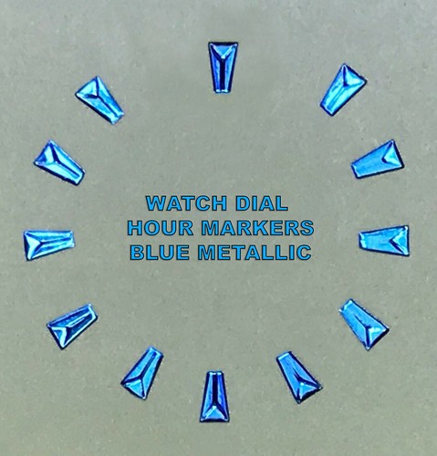 Watch Dial Hour Blue Markers Indexes Indices Numerals 3mm Small bars Parts NEW - Picture 2 of 3