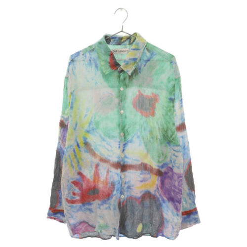 OUR LEGACY HOUR 22SS Above Chalk Flower Shirt Tie Dye Effect Oversized Long Used - 第 1/6 張圖片