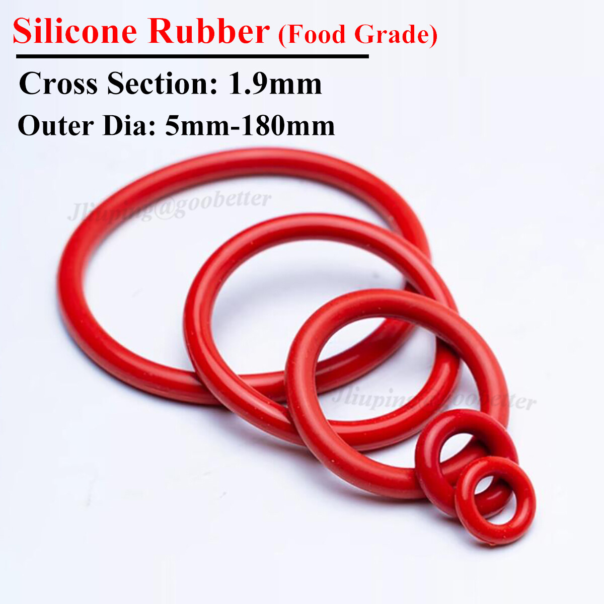 Food Grade Red Silicone Rubber O-Rings 1.9mm CS 5-180mm OD Sealing Washers