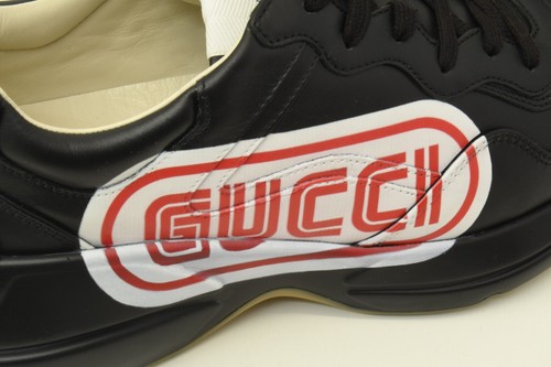 Authentic Gucci Rhyton Sega Red Logo Black Sneakers Size 6.5 Athletic Shoes - Picture 13 of 16