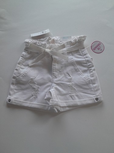 NWT-Girls Justice Destructed White High Waist Jean Shorts-Size 6 Slim