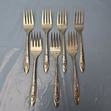 Meriden Silverplate Company BELOVED Salad Forks Lot of Seven (7)