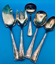 5 Pc Alpaca Plateado Pesa Mexico Silverplate HOSTESS Set Spoons Ladle Meat Fork
