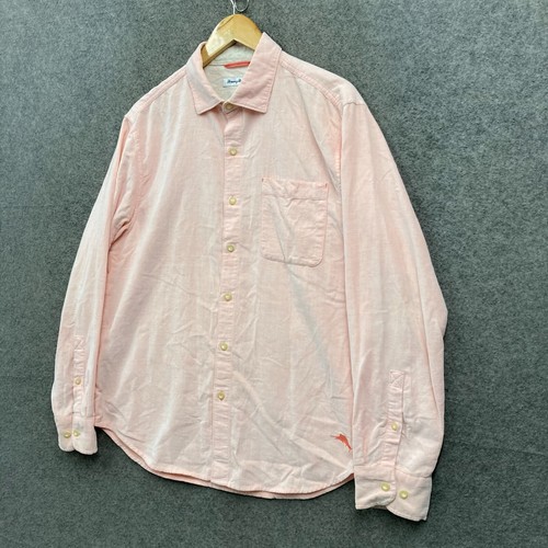Tommy Bahama Shirt Mens M Medium Peach Pink Corduroy Button Up Long Sleeve 46723 - Picture 2 of 12