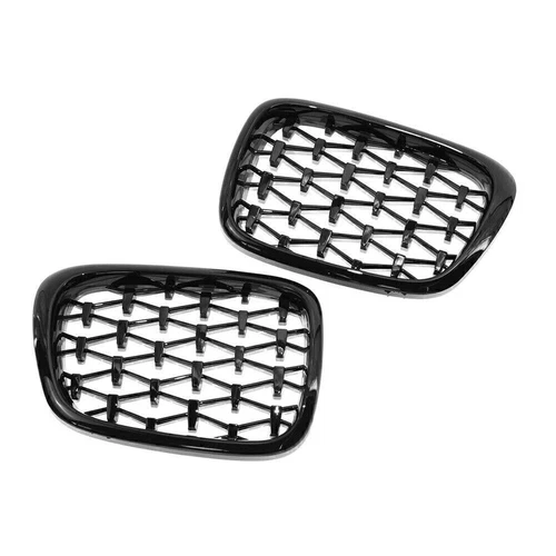For BMW 5 Series E39 M5 1999-2003 Pair Black/Chrome Front Diamond Kidney Grilles - Picture 12 of 21