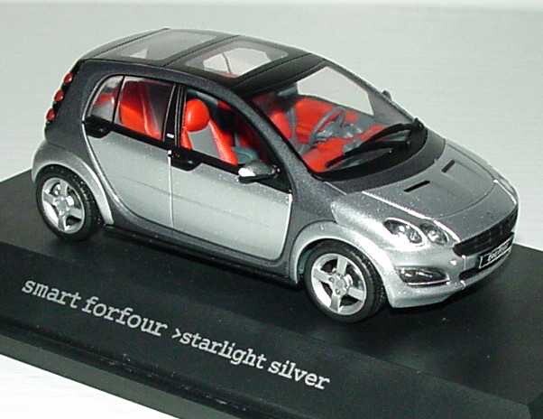 Miniature Schuco 1/43 - Smart Forfour Phat Red River Silver - Mercedes - Diecast - Occasion
