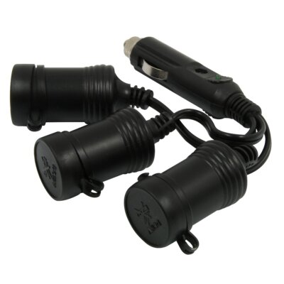 RoadPro 12V 3 Outlet Platinum Series Cigarette Lighter Adapter with Short Cord