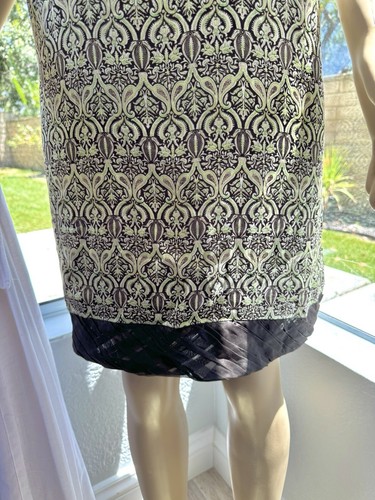Antonio Melani Sleeveless Silk Shift Dress Size 14 Boho Paisley Floral Green - Picture 3 of 11