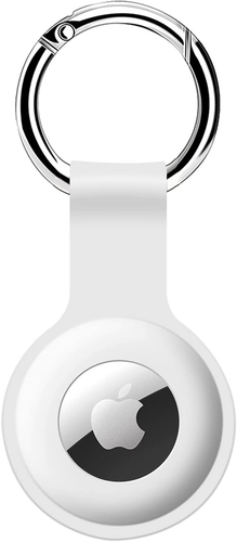 Ultra Light Silicone Airtags Holder Case with Keychain Ring - White