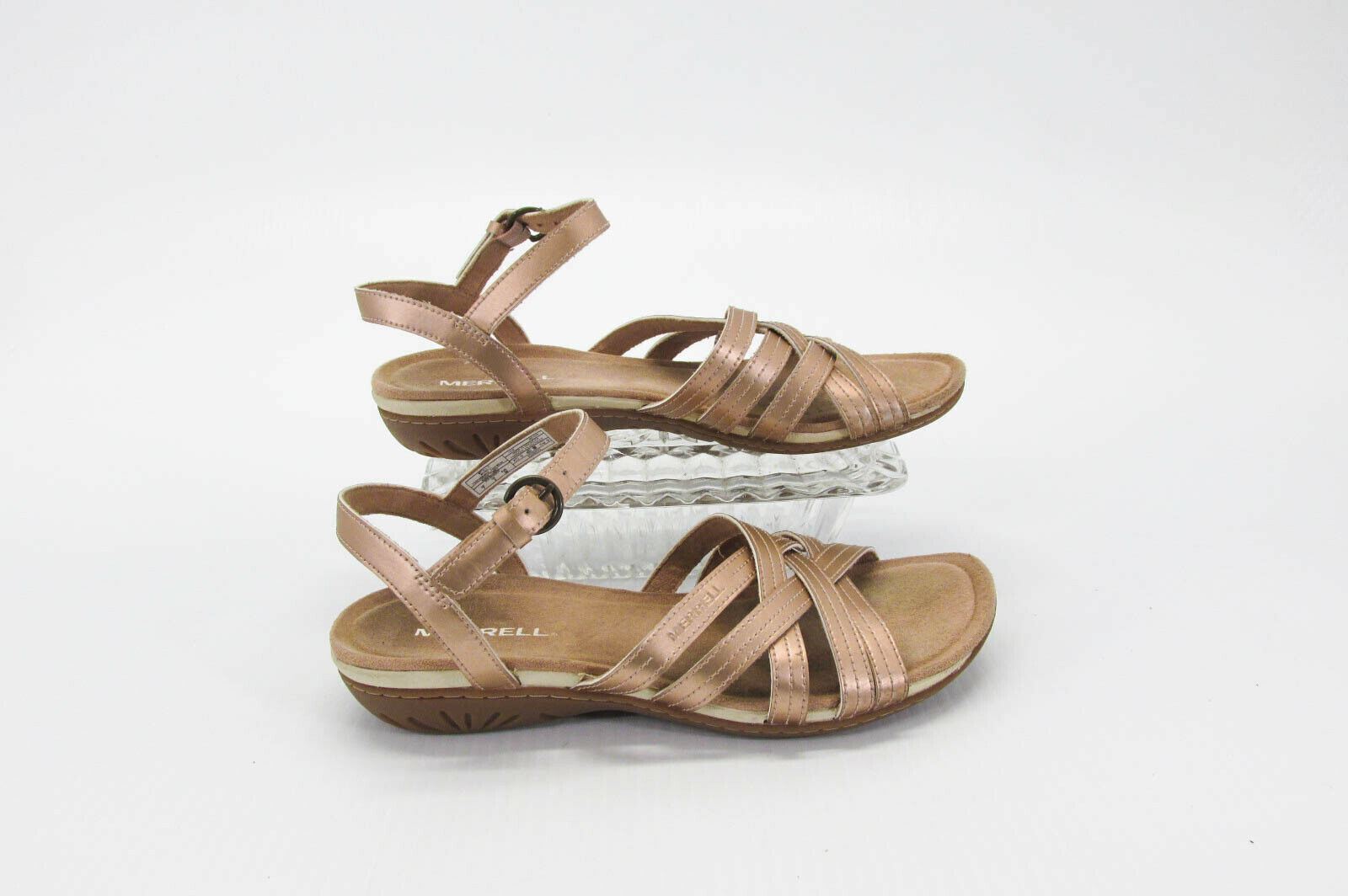 Merrell scarpa donna Alexa reticolo taglia 7M oro cinturino alla caviglia sandalo us