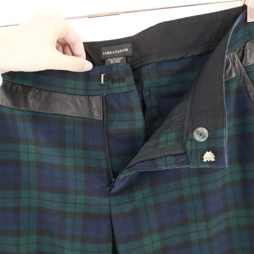 Lord & Taylor Wool Tartan Pants Womens 16 Blue Preppy Old Money Dark Academia - Picture 4 of 14