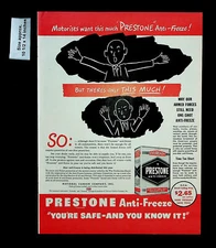 1945 Prestone Anti-Freeze Car Service Prevents Rust Vintage Print Ad 33914