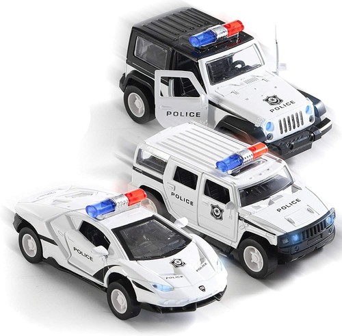 Top Race Metal Diecast Model Police Cars Pull Back Model Battery Powered Car Set - 第 1/7 張圖片