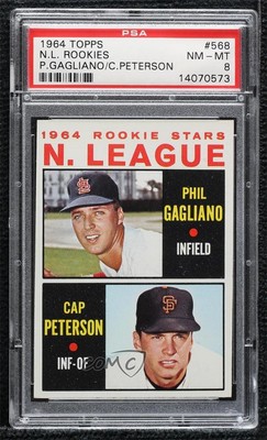 1964 Topps High # Phil Gagliano Cap Peterson #568 PSA 8 a5h