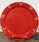 Vintage Frankoma Pottery Western Plate Red Longhorn Brands 13.5