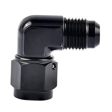 Female to Male Flare Swivel Fitting Adapter Aluminium Black 8AN 90 Degree