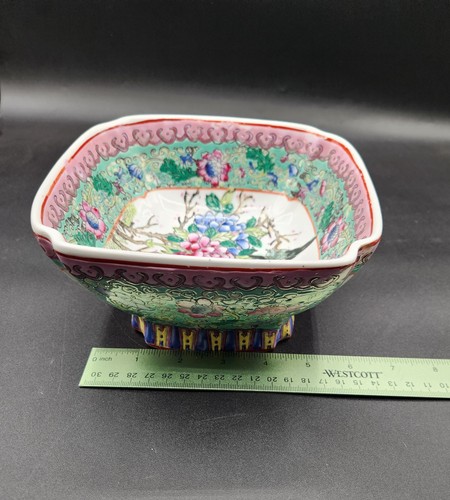 Vintage Chinese Famille Rose Porcelain Bowl Made in Macau From Lord And Taylor - Picture 8 of 11