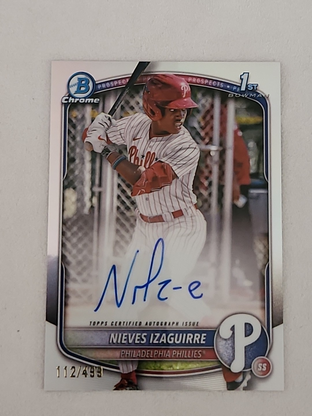 2025 Bowman Chrome Prospect Auto #CPA-NI Nieves Izaguirre- Refractor 95/499