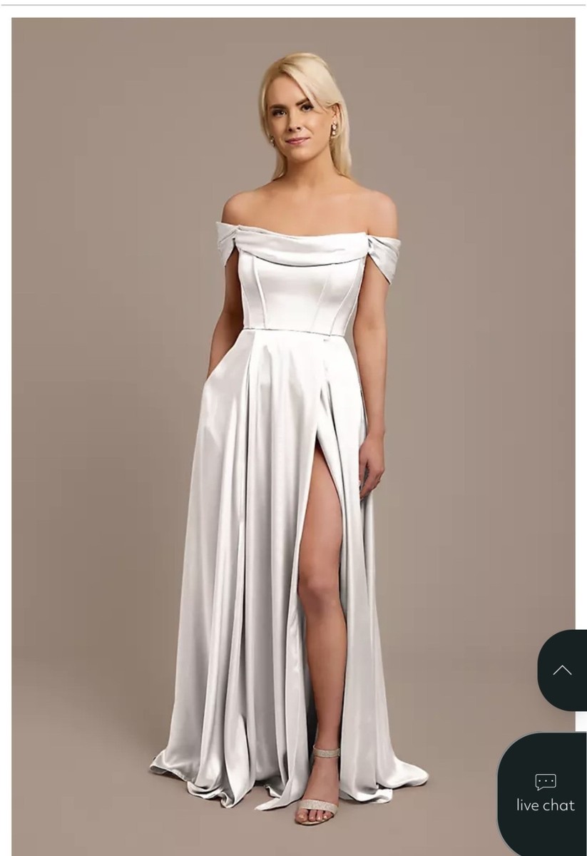 david's bridal high low bridesmaid dress Davids Wedding Brand_JVN by Jovani long sleeve bare back Size:2 US (34 EU)
