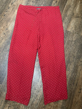 LAUREN RALPH LAUREN Pants Lined 100 Silk S Red And Beige Polka-Dots Vintage