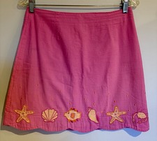 Lily Pulitzer Pink Summer Beach Theme Cotton Skirt Size 6 White Label Vintage