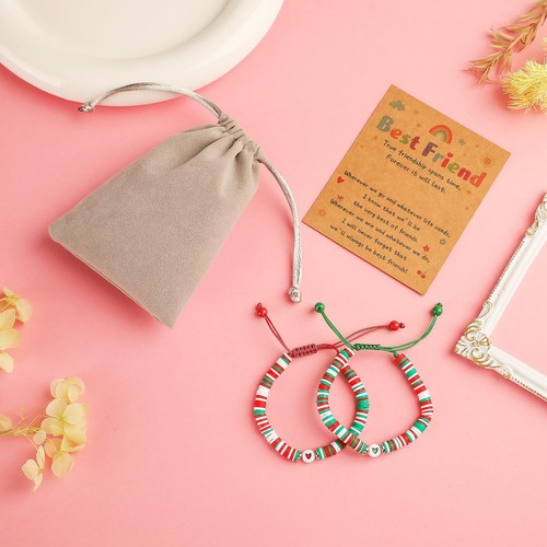 Beste Freundin Armbänder für 2 Mädchen, süße BFF passende Herz Freundschaft Perlen Klammer - Bild 5 von 6