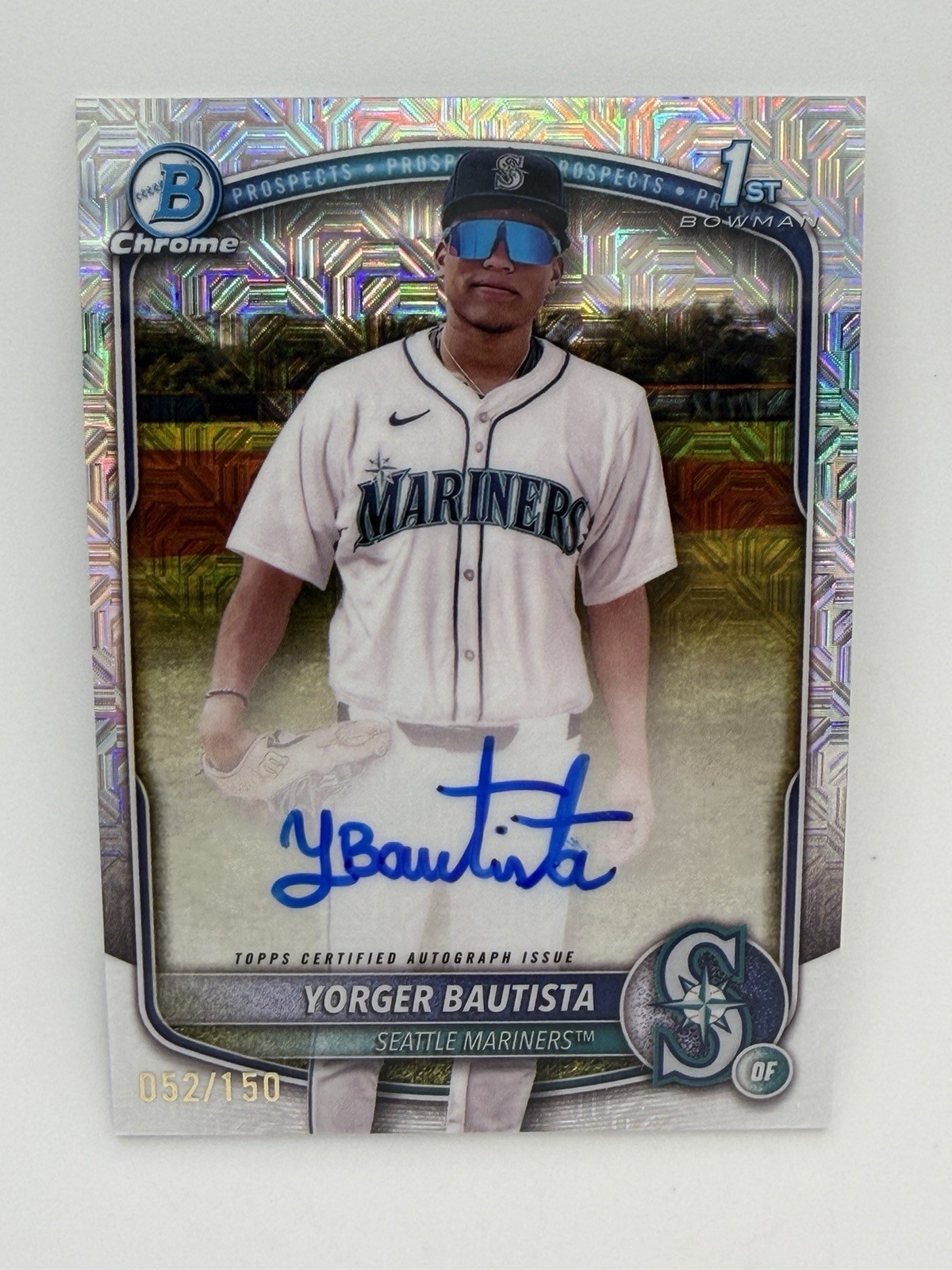 /150 YORGER BAUTISTA 2025 BOWMAN CHROME 1ST HTA CHOICE REFRACTOR MARINERS AUTO