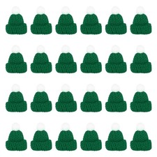Mini Christmas Knit Hats, 24Pcs Miniature Doll Hat, Dark Green