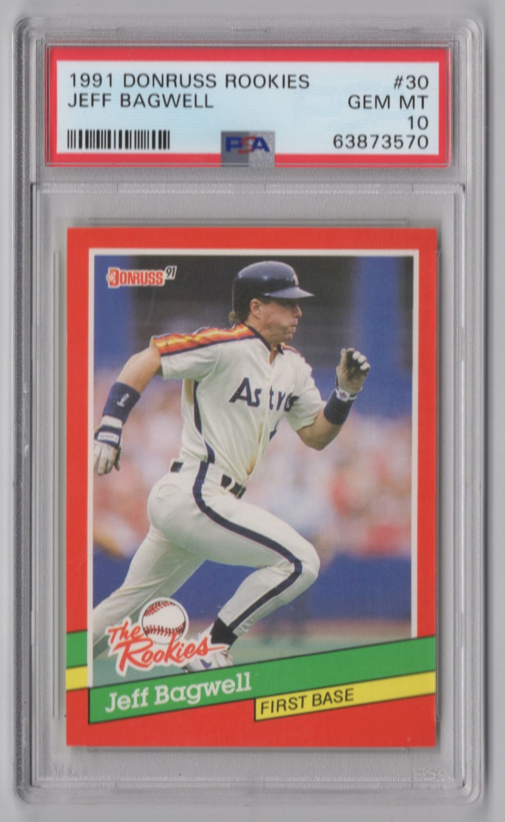 1991 DONRUSS ROOKIES JEFF BAGWELL ROOKIE 63873570 PSA 10 HOUSTON ASTROS #30