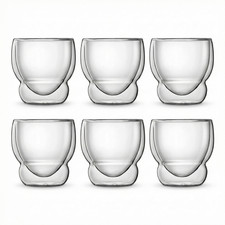 Set 6 Tazzine Espresso Termiche in Vetro Borosilicato Doppia Parete Bor-mio-li