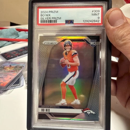 2024 Panini Prizm Bo Nix RC Rookie #309 Silver Prizm PSA 9 🔥