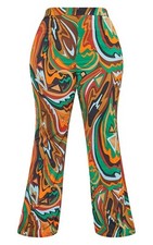 Pretty Little Thing Plus Multi Abstract Chiffon Flare Pants Size 26 4XL NWT