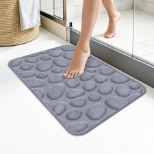 Memory Foam Bath Mat,16x24 Inch Non Slip Cobblestone Bath Mats,Manchine Washable