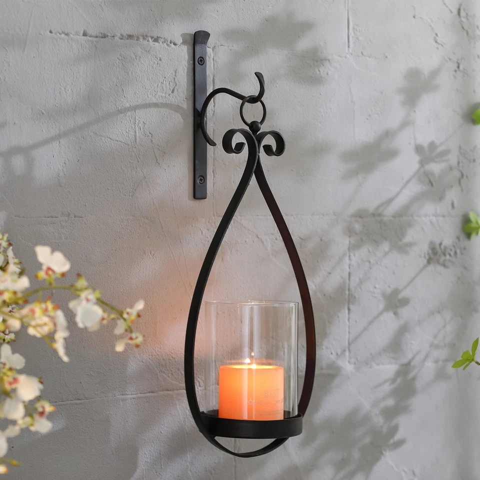Arandela de parede pendurada em forma de gota de água suporte de vela furacão de parede Gl... - Imagem 4 de 4