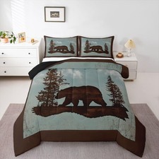 Bear Bedding Set Comforter Set Rustic Western Farmhouse Comforter Cover for B...