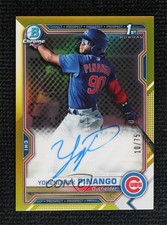 2021 Bowman Chrome Prospect Yellow Refractor 10/75 Yohendrick Pinango Auto w3h