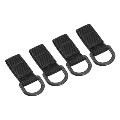 Belt Keeper Key Chain, 4Pcs D Type Thickening Nylon Strap Key Chain Hook, Black