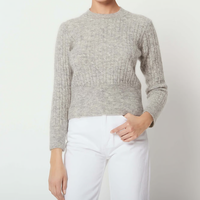 Sandro Paris Damen Pullover Wolle Mohair Strass Stehkragen Grau Gr. 38 M 2