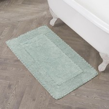 Laura Ashley Ruffle Border Aqua 27"x 45" 100 Cotton Bath Rug
