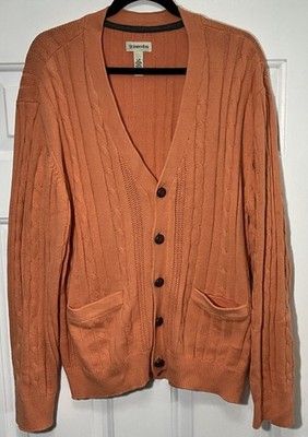 Saint Johns Bay Long Sleeve Button Up Orange/Pumpkin Cardigan Men s Large