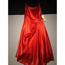 Cartise Satin Dress Womens 8 Red Hi-Low Hem Ruched Faux Wrap Sleeveless NWT