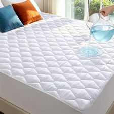 Full Mattress Pad Waterproof Washable Fitted Up to 18 Inch Pattern-1-white Full