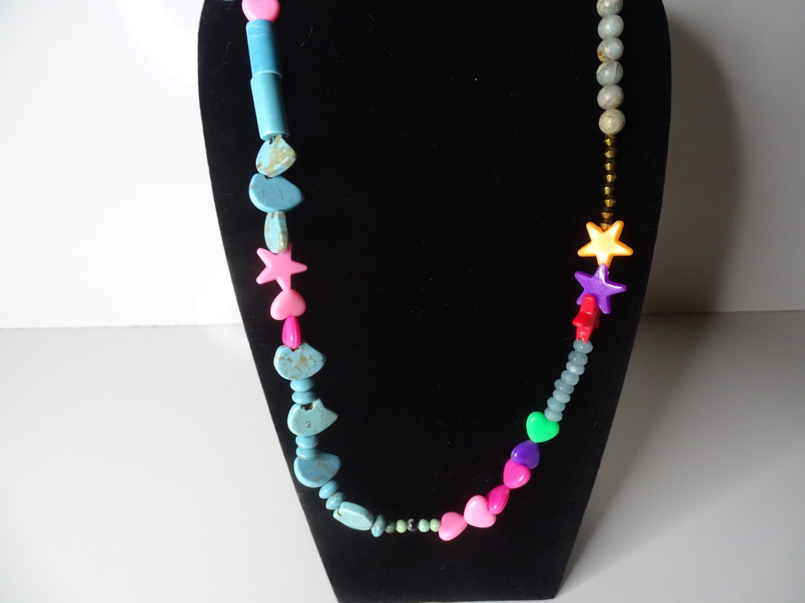 Unique Asymmetrical Turquoise & Multi-Colored Hea… - image 2