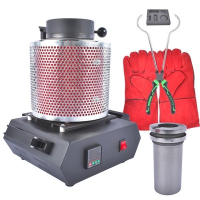 Electric Gold Melting Furnace Crucible Graphite Ingot Mold Kit 1500W 1100 