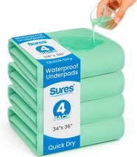 Washable Waterproof Bed Pad  Mattress Protector Incontinence 34" x 36" 4 Pack